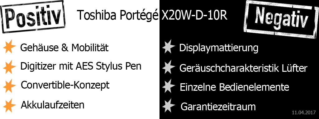 Toshiba Portégé X20W pro und contra
